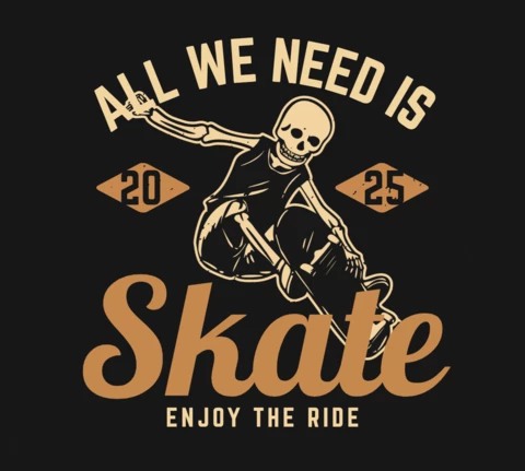 Skelett spielt Skateboard Vintage T-Shirt Design-Vorlage