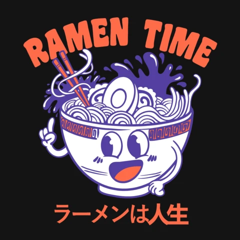 Modèle de design de t-shirt pour les amoureux de la nourriture japonaise, ramen et nouilles.