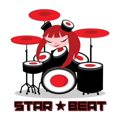 Modello di maglietta per ragazza batterista Star Beat