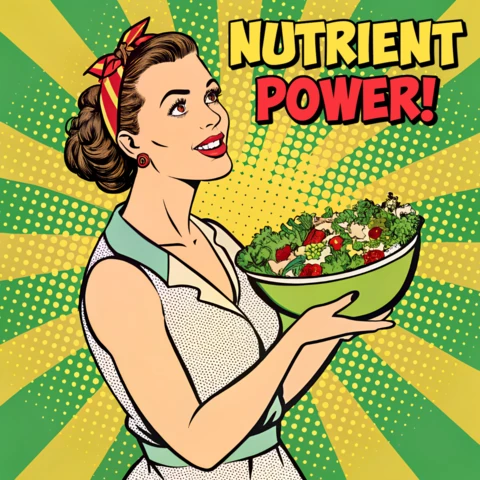 Modèle de design pop art pour posters de style de vie sain axé sur les nutriments.
