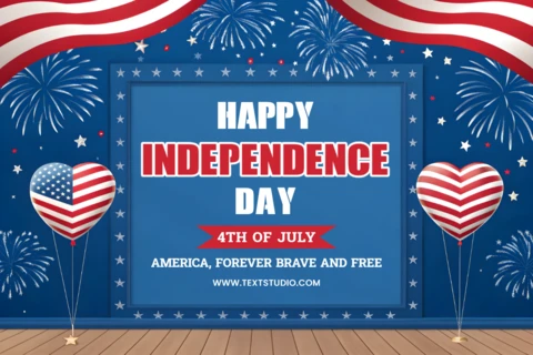 Independence Day Celebration Template with Fireworks and Patriotic Balloons Design