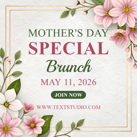 Elegant Floral Mother's Day Brunch Invitation Template Design