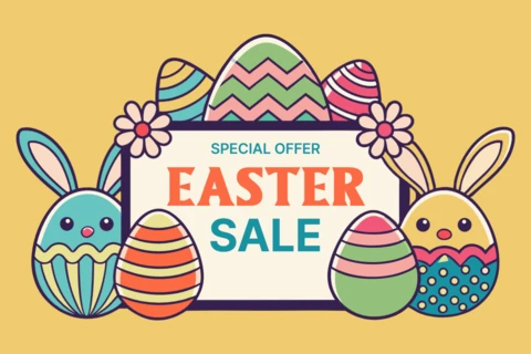 Colorida plantilla de diseño para ofertas especiales de Pascua