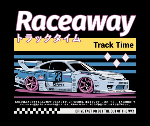 Car On The Raceway Manga T-shirt Design Template