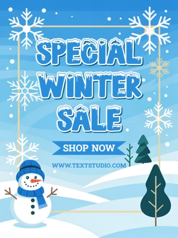 Winter Sale Promotional Template with Snowman Design for Holiday Marketing