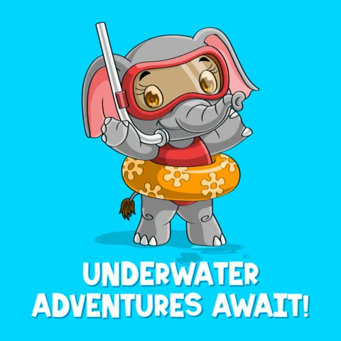 Underwater Adventure Design With Cute Cartoon Elephant for Kids