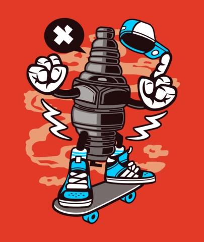 Spark-plug cartoon charakter t-shirt design vorlage