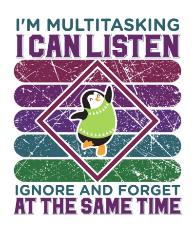 Whimsical Penguin Multitasking Design Template for Fun Apparel