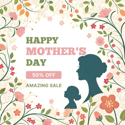 Floral Mother's Day Sale Template Design - Editable Promotional Post