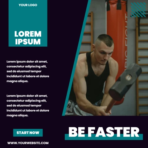 Hombre haciendo crossfit social media post plantilla de diseño