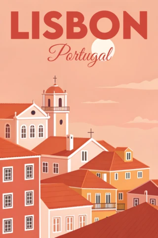 Modèle de design pour affiche de voyage Lisbonne Portugal
