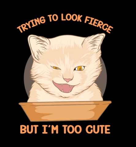Trop mignon pour être féroce illustration de chat drôle dans un bol modèle de design de t-shirt