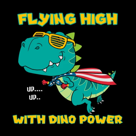 Flying Super Hero Dino Design T-shirt Print Template