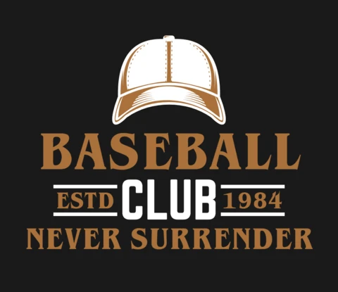 Classic Brown and White Theme Vintage Baseball Club Never Surrender Merch Design Template