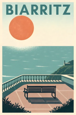 Retro Biarritz Design Template for Travel Posters