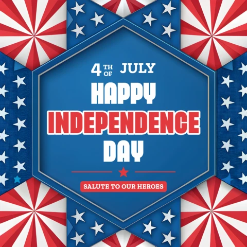 Independence Day Celebration Template with Red White and Blue Geometric Design