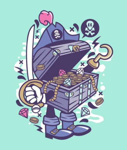 海賊の宝物Tシャツデザインテンプレート