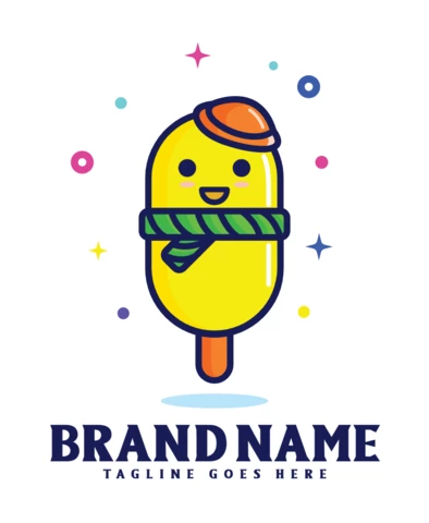Cute Ice Cream Funny Character Logo Design Template