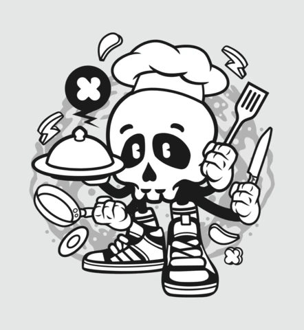 Modèle de conception de personnage de dessin animé de crâne de chef