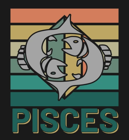Vibrazioni retrò segno zodiacale Pesci oroscopo modello di design per t-shirt