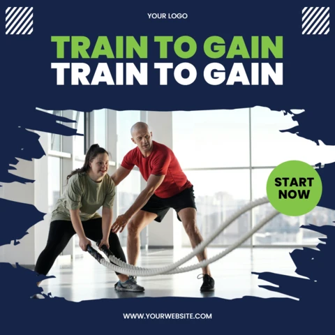 Modelo de design de postagem mínima para instagram do Train to gain gym