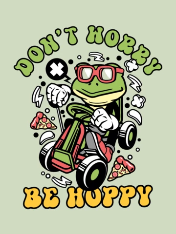 Don't Worry Be Hoppy With Frog T-shirt Design Template