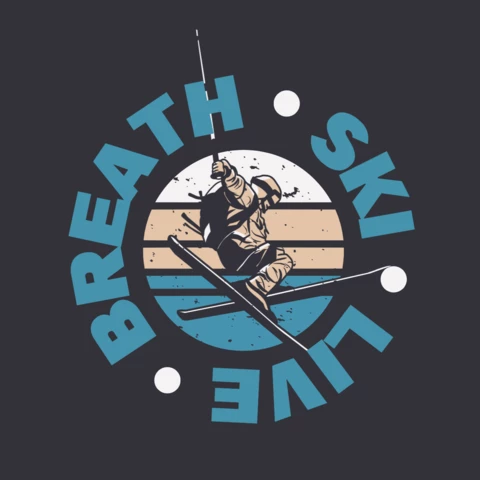 Breath Ski Live with Skiing Man T-shirt Design Template
