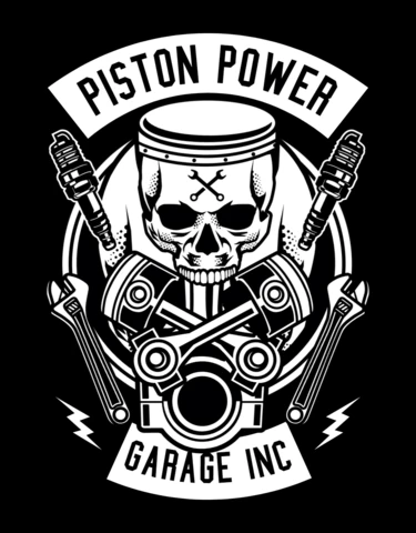 Шаблон дизайна футболки с изображением черепа Piston Power