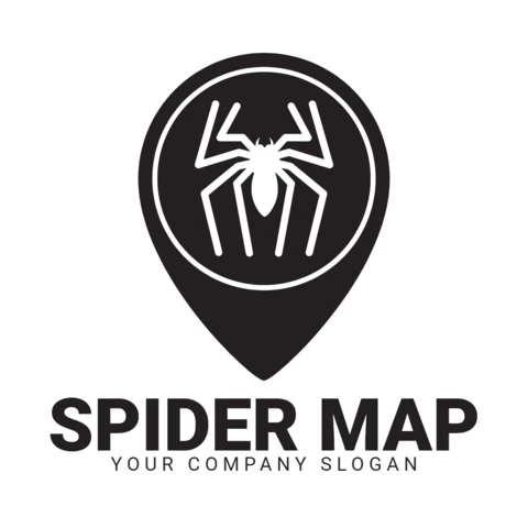 Spider Location Map Logo Design Template