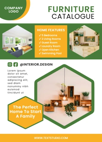 Modern Furniture Catalogue Template with Stylish Interior Design for Promotional Use