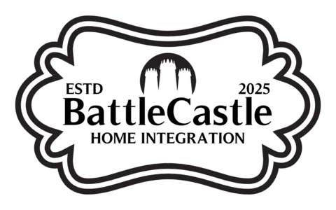 Modèle de logo pour un badge élégant de château de bataille