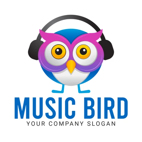 Eulenmusik spielen Vogel-Logo-Design-Vorlage