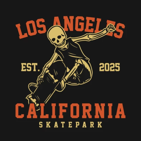 Skelett spielt Skateboard Vintage T-Shirt Design-Vorlage