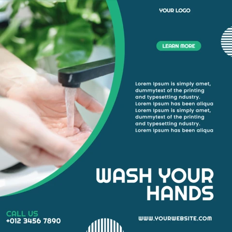 Blue Curved Collage Advertising Social Media Post Design Template
