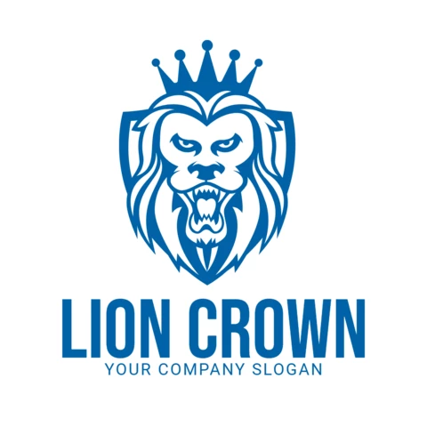 Modello di progettazione del logo della corona della testa del leone