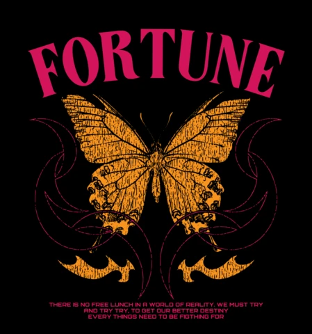 Butterfly Fortune Gothic Tattoo Style Design Template for Merchandising