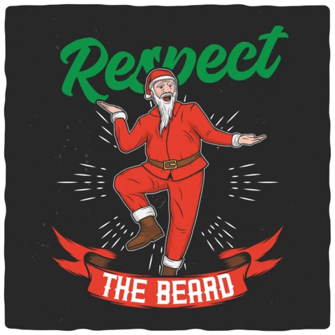 Respect The Beard Santa Claus T-shirt Design Template