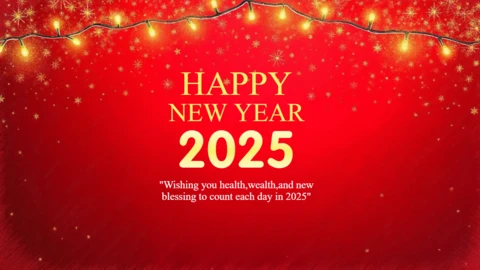 Festive Red and Gold New Year Greeting Card Template