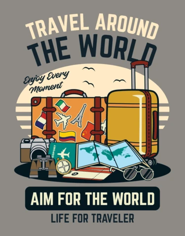 Travel Around The World T-Shirt Design Template