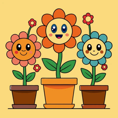 Modèle de fleur joyeuse pour les projets d'enfants