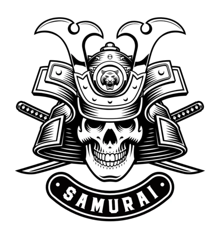 Samurai Vintage Skull Logo Design Template