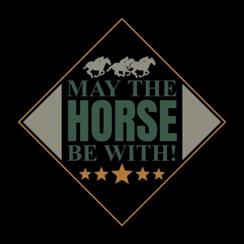 Que o cavalo esteja com você, modelo de design de camiseta de corrida de cavalos.