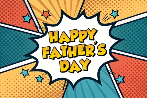 Comic-Style Design for Father's Day Wishes Template