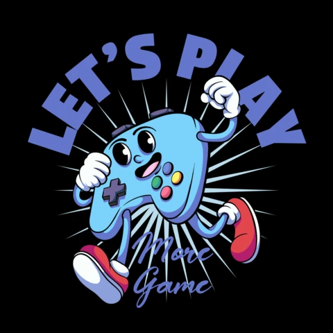 Let's Play More Fun Gaming Controller Illustration for Enthusiastic Players T-Shirt Design Template