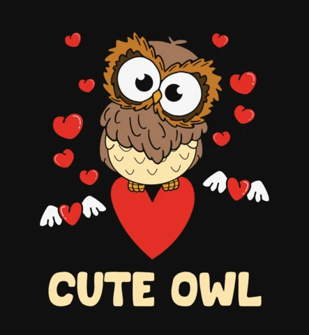 Modèle de t-shirt de la Saint-Valentin avec un hibou mignon