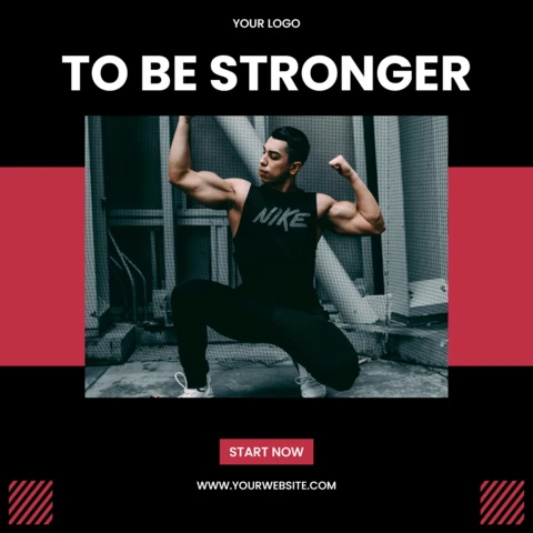 Plantilla de diseño para publicación en redes sociales del gimnasio Be Strongest