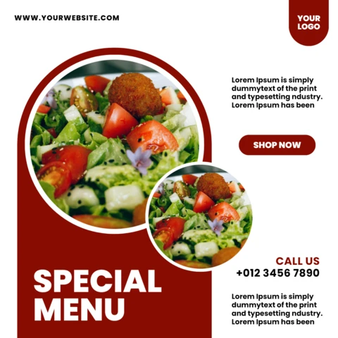 Striking Visual Restaurant Ad Instagram Post Design Template