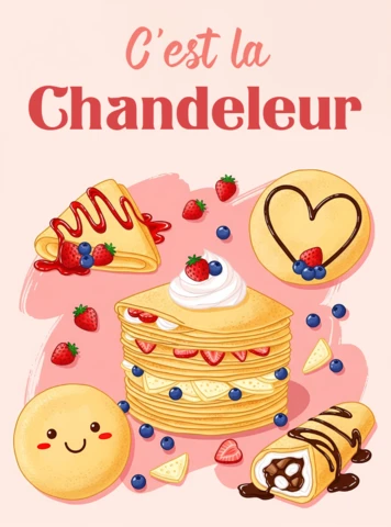 Whimsical Pancake Design Template for Chandeleur Celebration