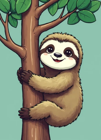 Adorable Sloth Design Template for Kids' Products and Nature Themes