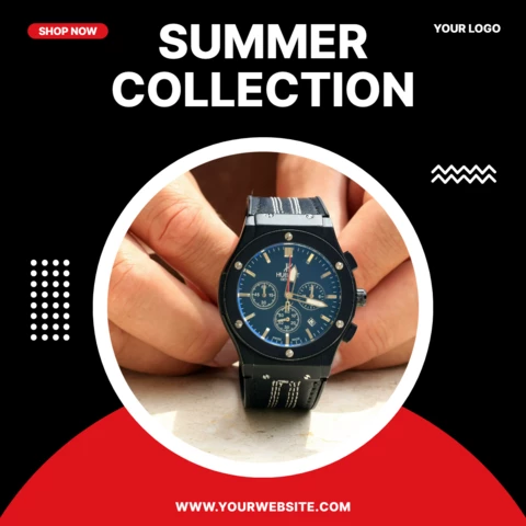 Watch Store Summer Collection Social Media Post Design Template